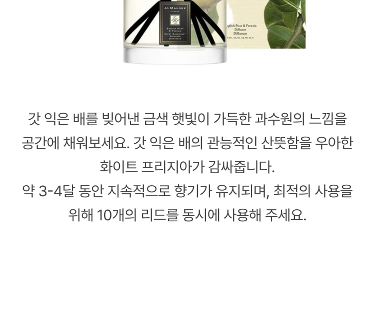 조 말론 잉글리쉬 페어 앤 프리지아 디퓨저 선물패키지