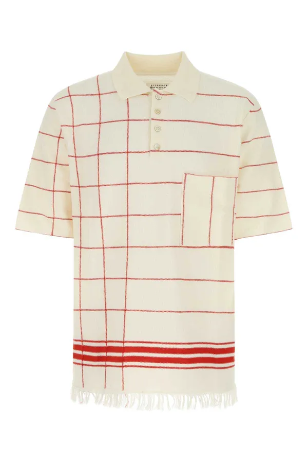 메종마르지엘라 프린지헴 스트라이프 니트 폴로셔츠