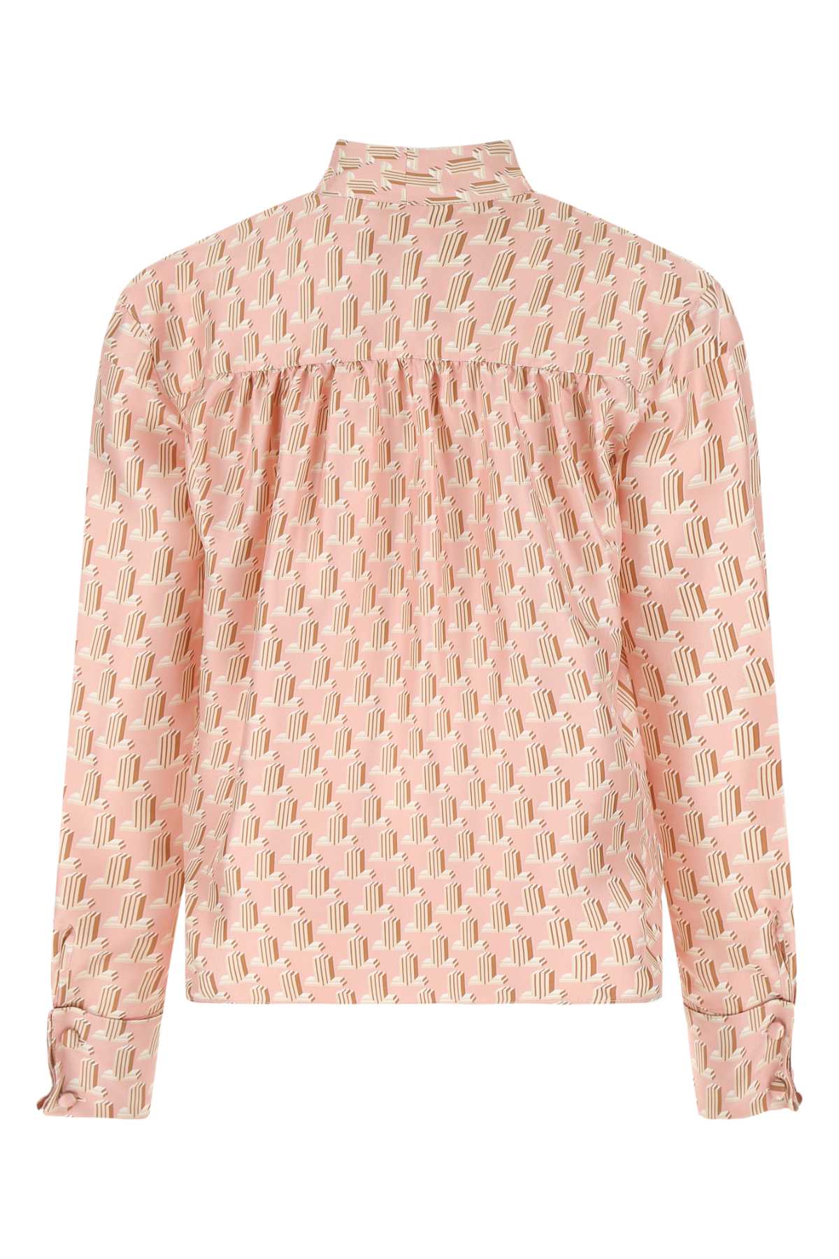 랑방 모노그램 보우넥 실크 블라우스