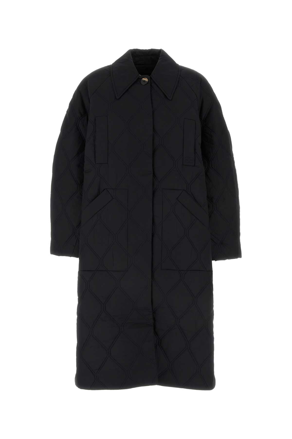 가니 싱글브레스트 퀼팅 코트