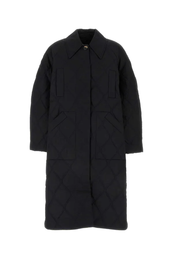 가니 싱글브레스트 퀼팅 코트