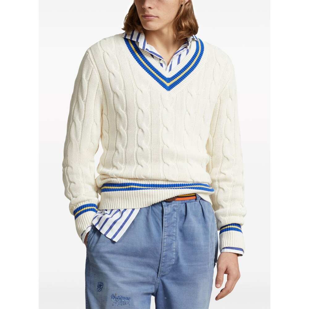 폴로 랄프로렌 브이넥 케이블 니트