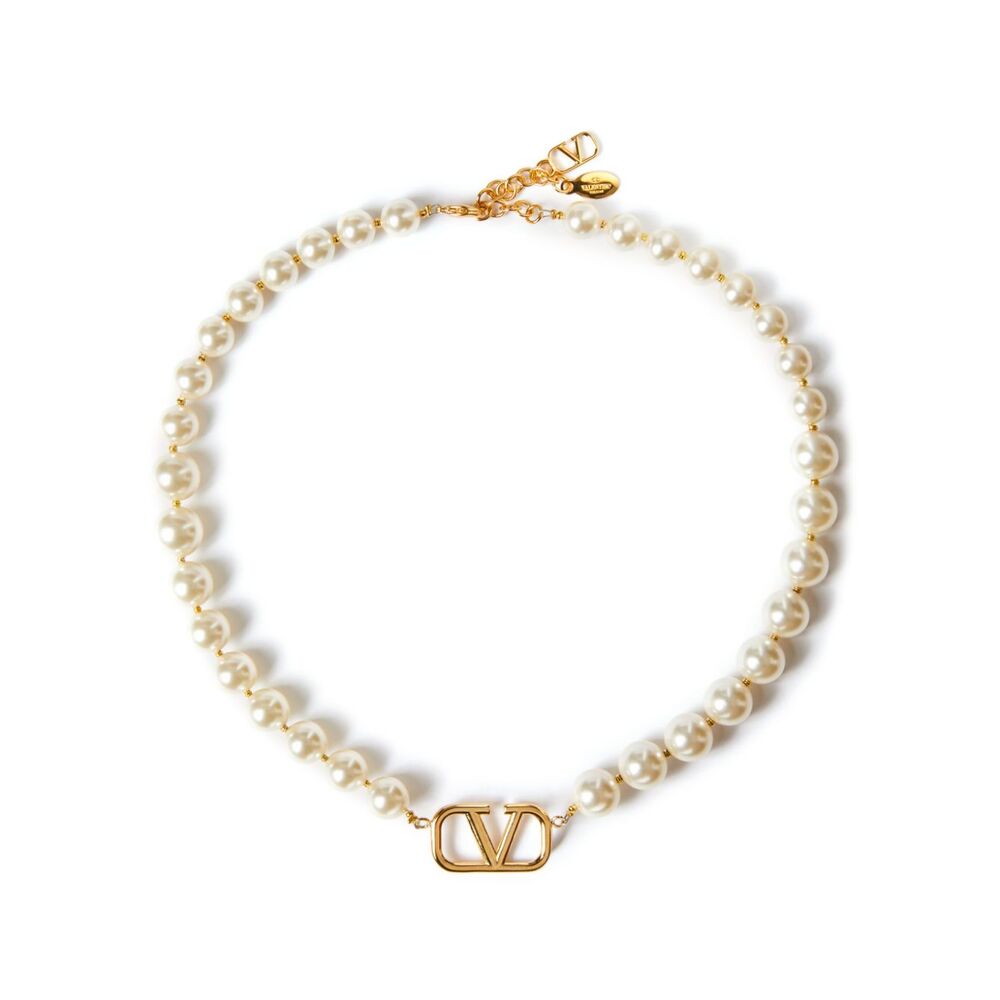 발렌티노 로고 팬던트 진주 목걸이