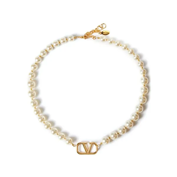 발렌티노 로고 팬던트 진주 목걸이