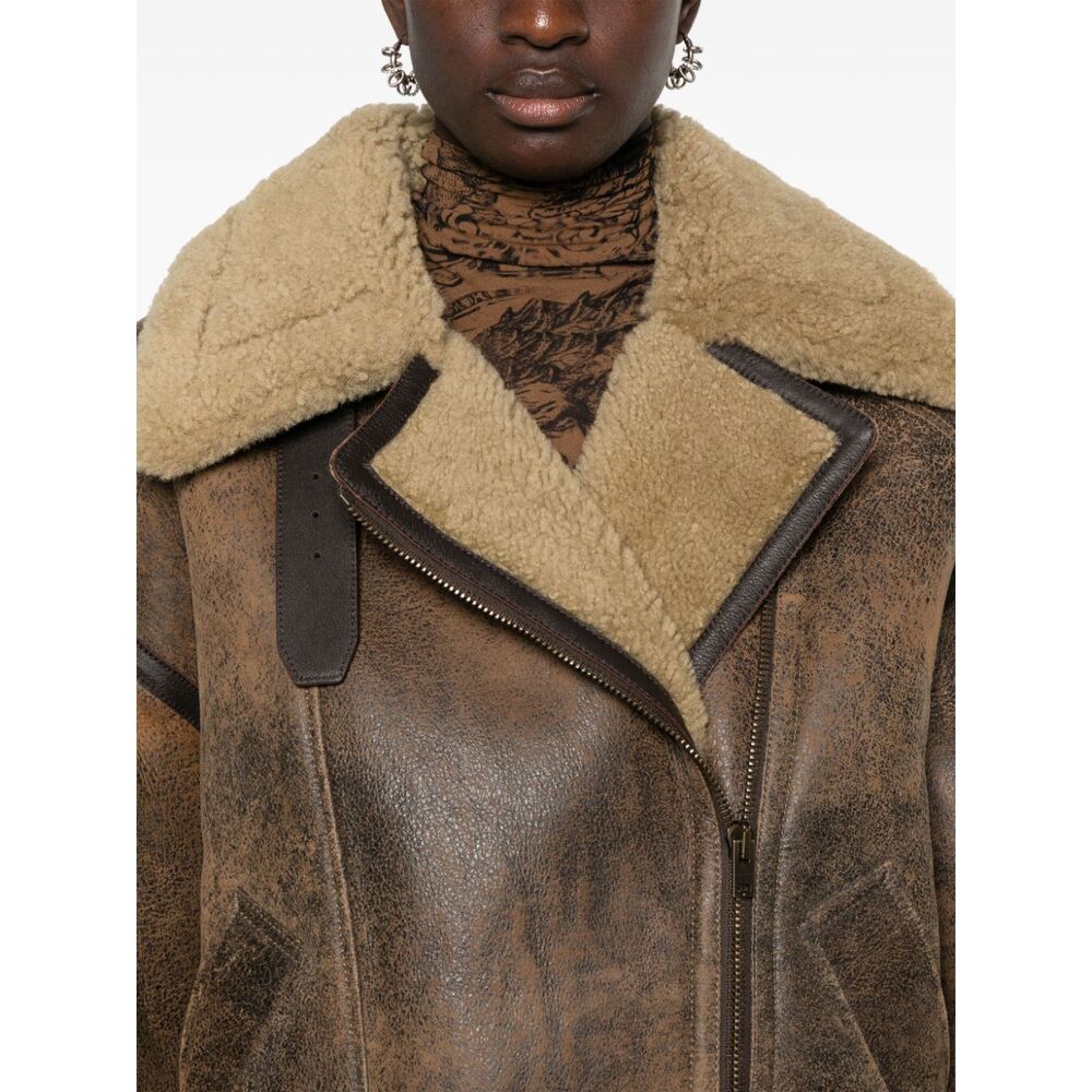 아크네 집업 가죽 파일럿 재킷