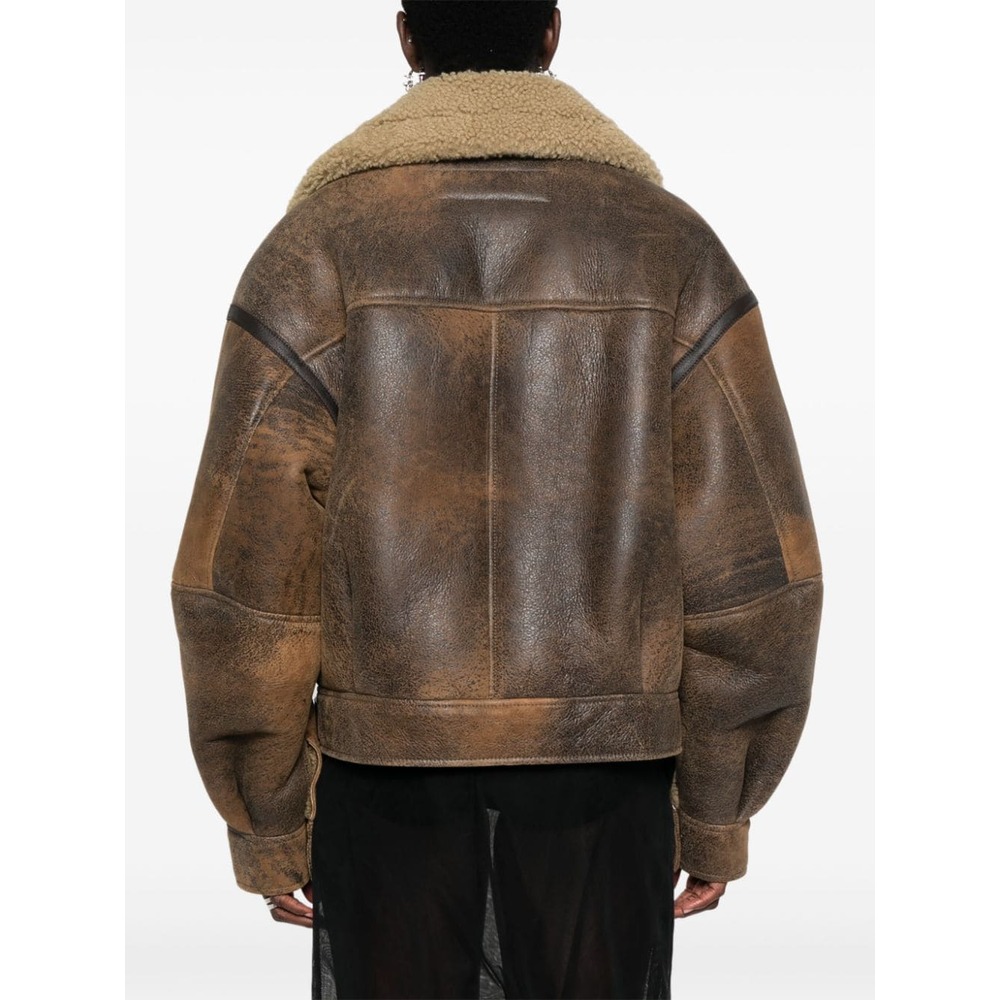 아크네 집업 가죽 파일럿 재킷