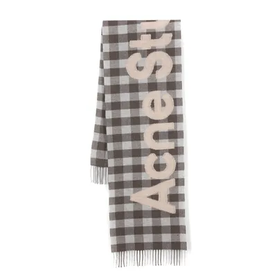 아크네 로고 자수 체크 스카프