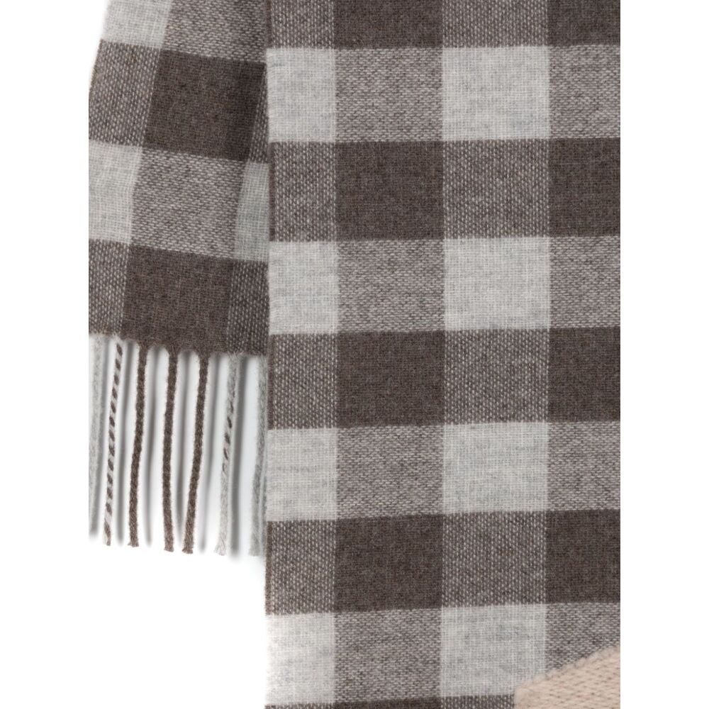 아크네 로고 자수 체크 스카프