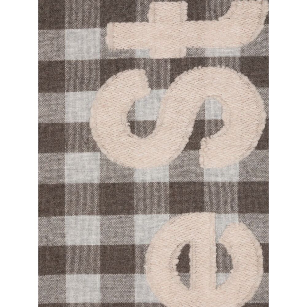 아크네 로고 자수 체크 스카프