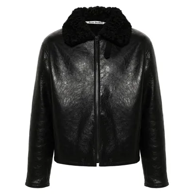 아크네 시어링 칼라 가죽 재킷