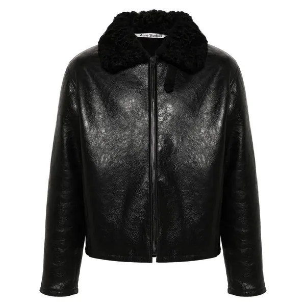 아크네 시어링 칼라 가죽 재킷