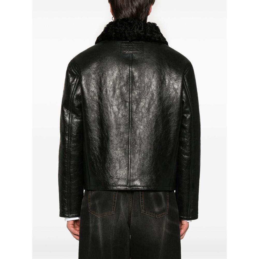 아크네 시어링 칼라 가죽 재킷