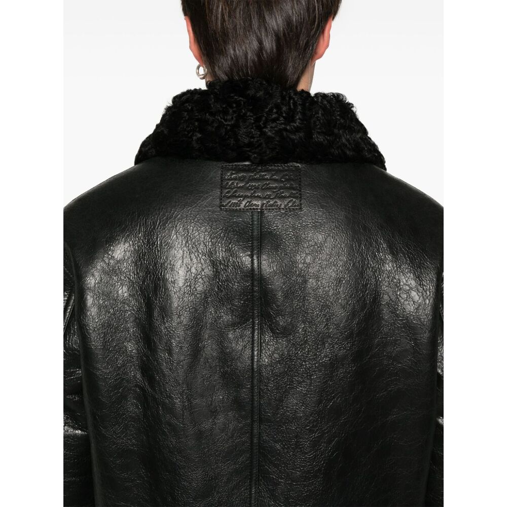 아크네 시어링 칼라 가죽 재킷