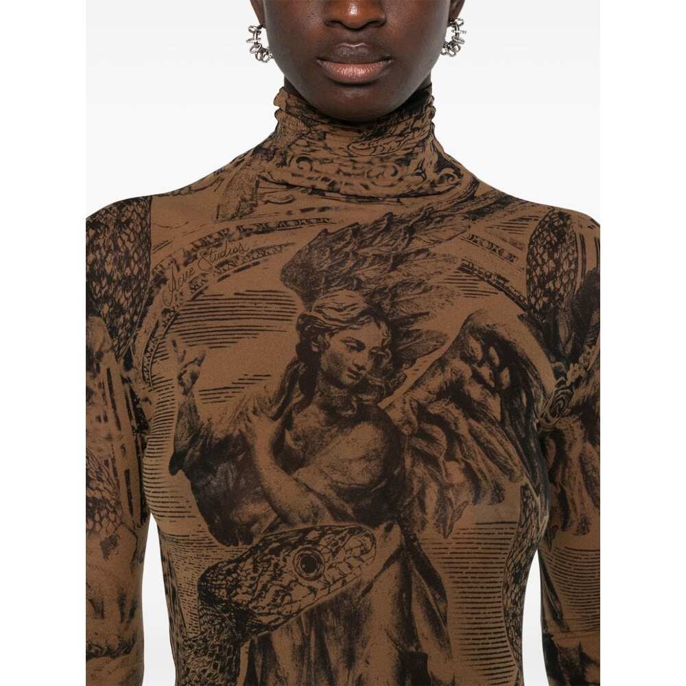 아크네 그래픽 프린트 메시 블라우스