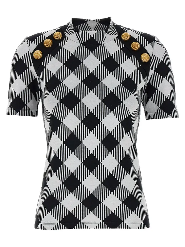 발망 매크로 프린트 코튼 티셔츠