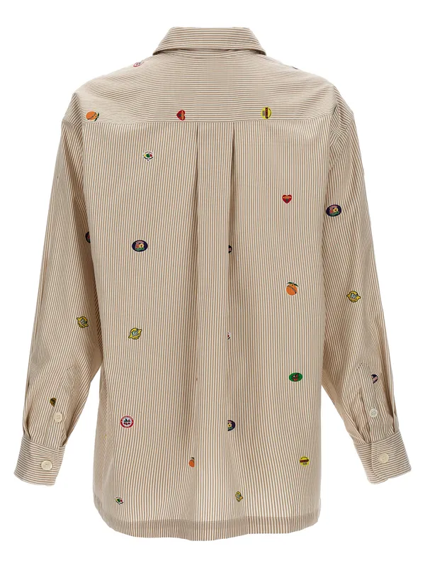 겐조 과일 스티커 스트라이프 셔츠