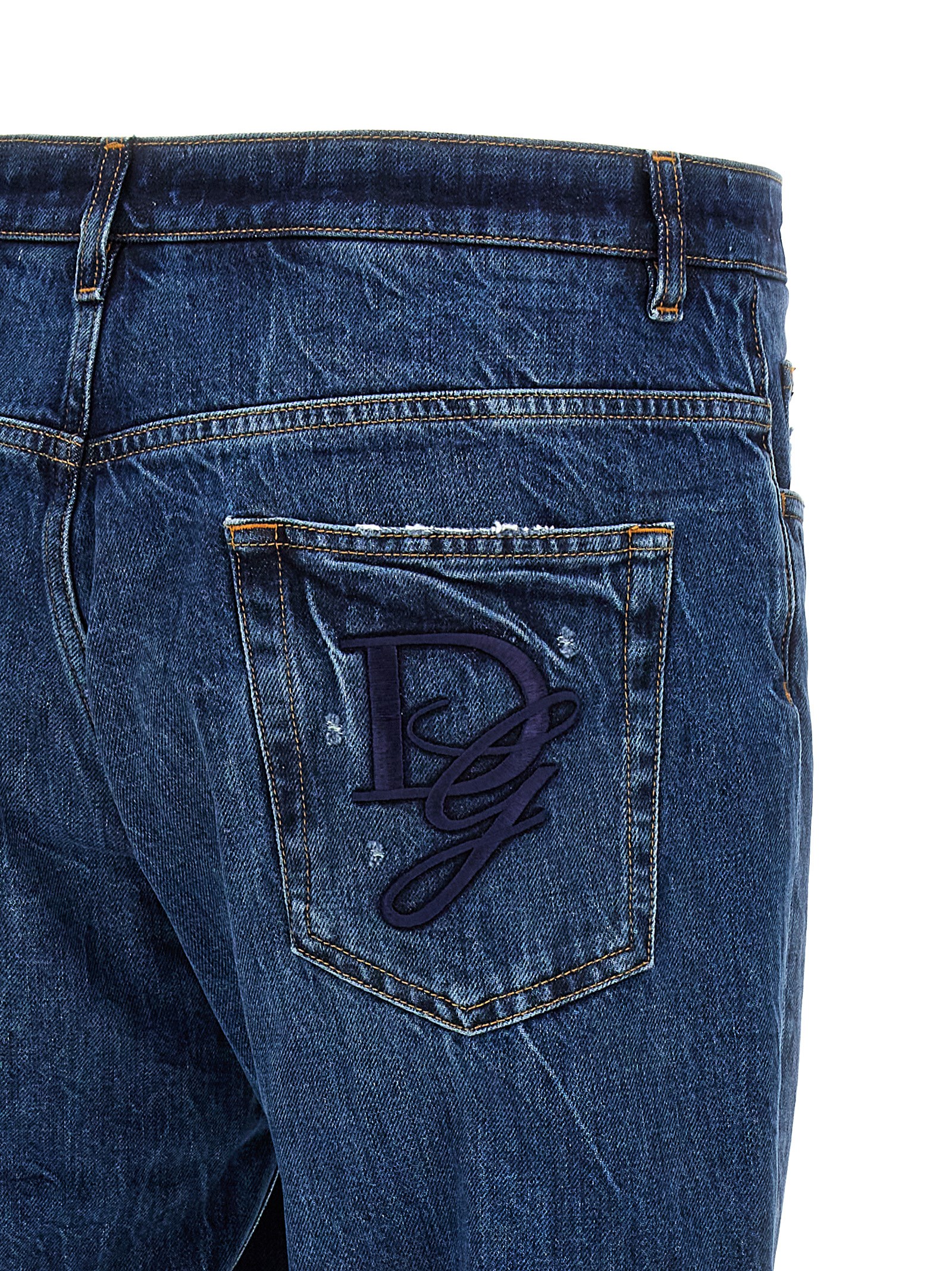 돌체앤가바나 디스트레스드 스트레이트 진