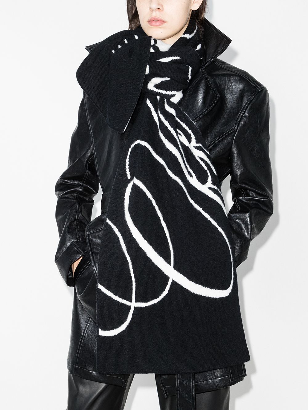 오프화이트 로고 울 머플러