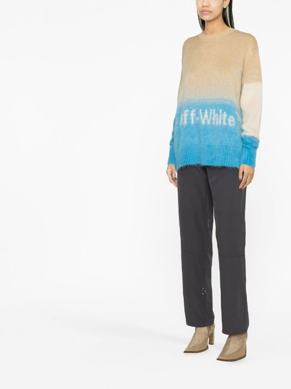 오프화이트 헬베티카 인타르시아 니트 스웨터