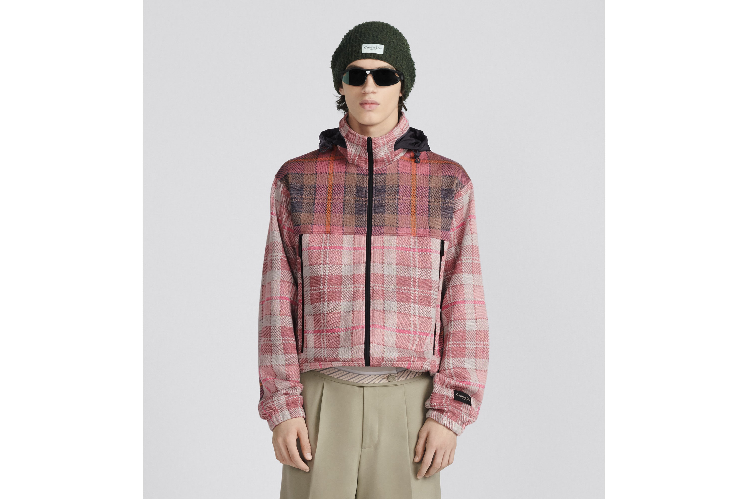 디올 베이지 린넨 코튼 블렌드 자카드 블루종 자켓