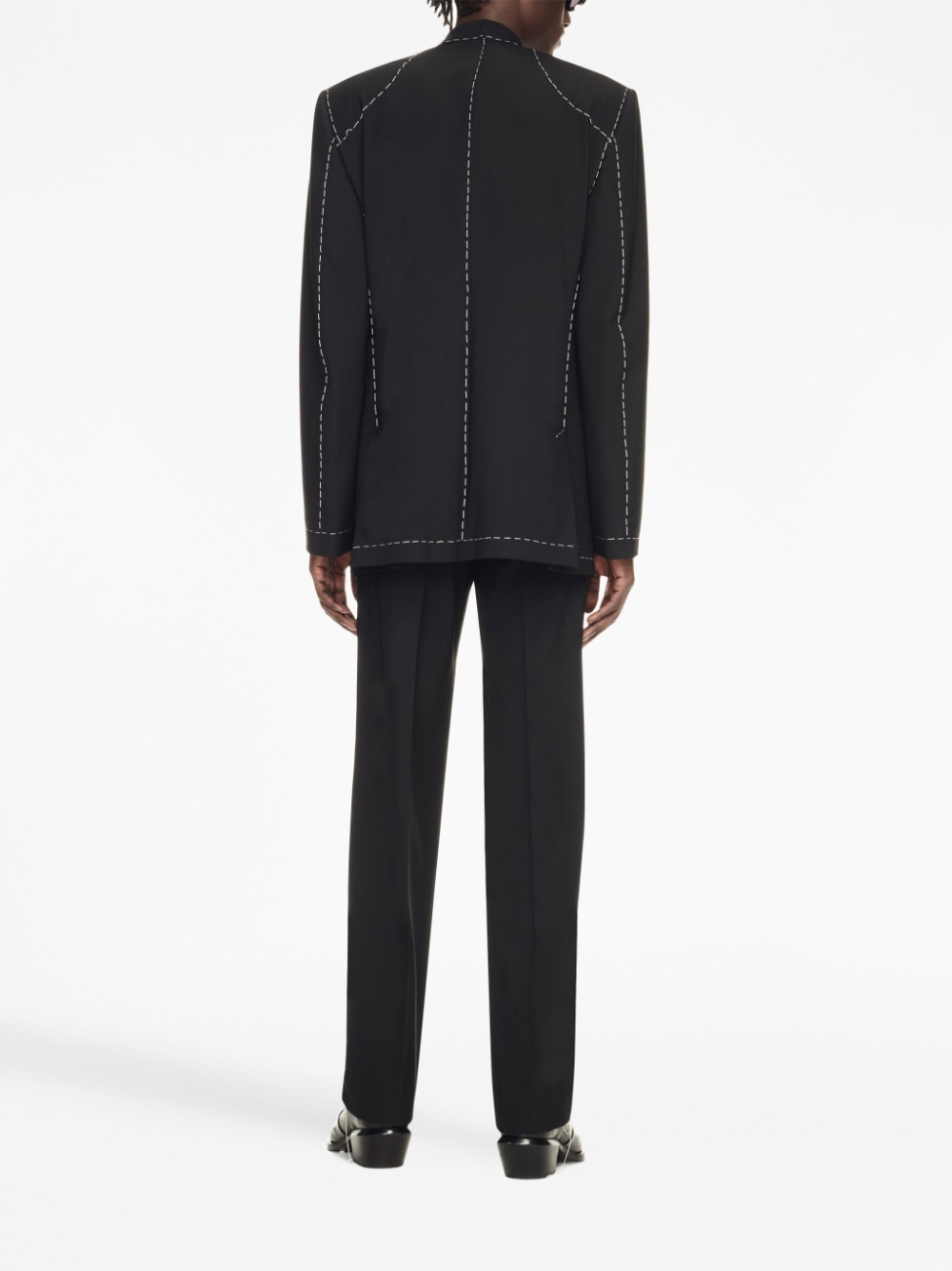 오프화이트 바디 스티치 더블 브레스티드 재킷