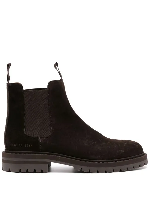 커먼프로젝트 시리얼 넘버 프린트 스웨이드 첼시 부츠