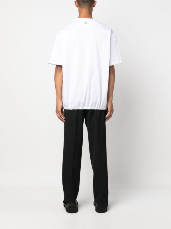 우영미 로고 플라크 드로스트링 티셔츠