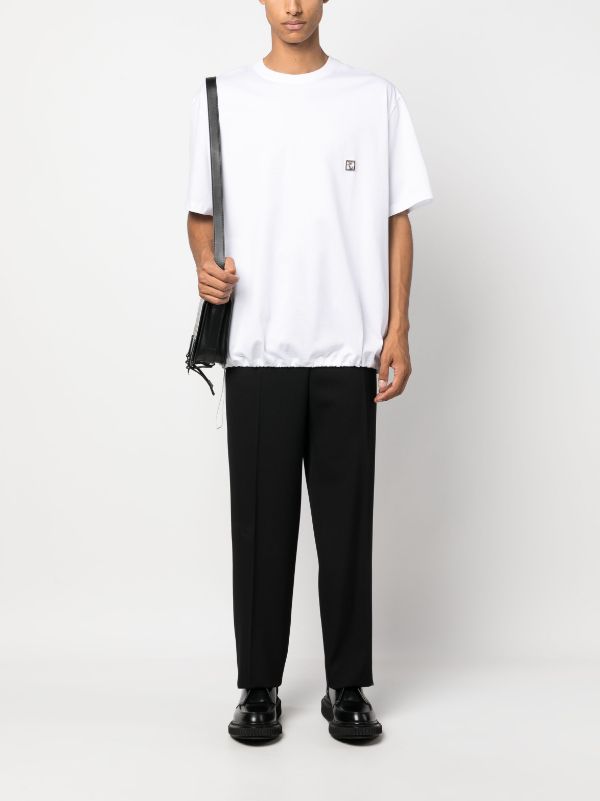 우영미 로고 플라크 드로스트링 티셔츠