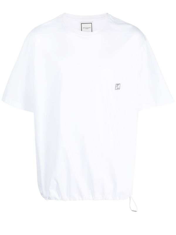 우영미 로고 플라크 드로스트링 티셔츠