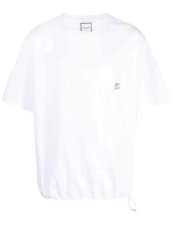 우영미 로고 플라크 드로스트링 티셔츠