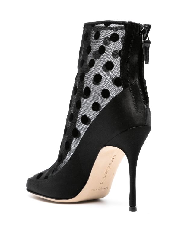 마놀로 블라닉 무킨카 메시 폴카 도트 앵클 부츠