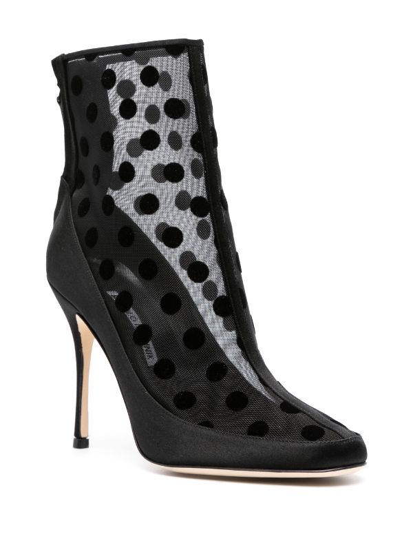 마놀로 블라닉 무킨카 메시 폴카 도트 앵클 부츠