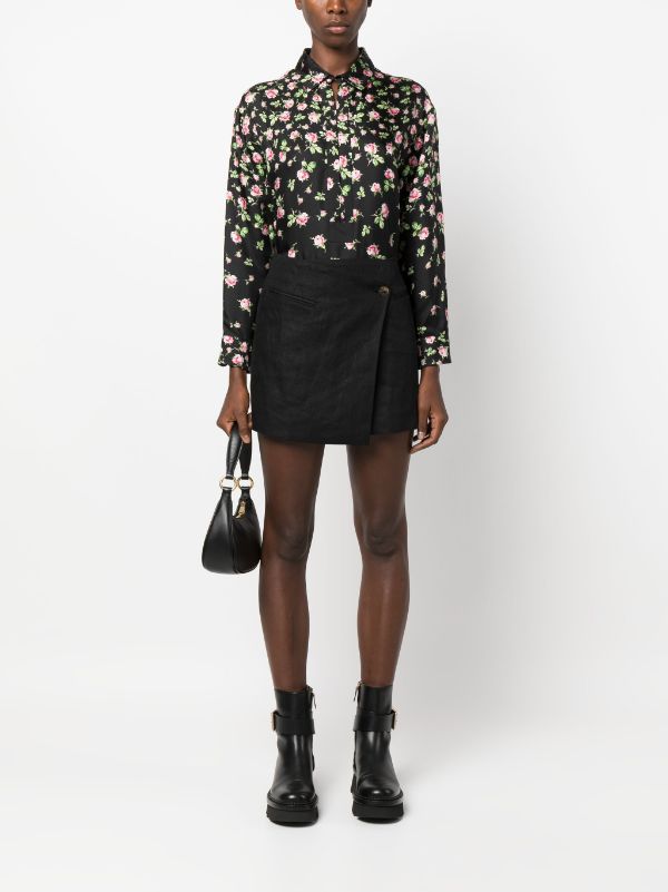 레드 발렌티노 로즈 옹브레 프린트 실크 블라우스