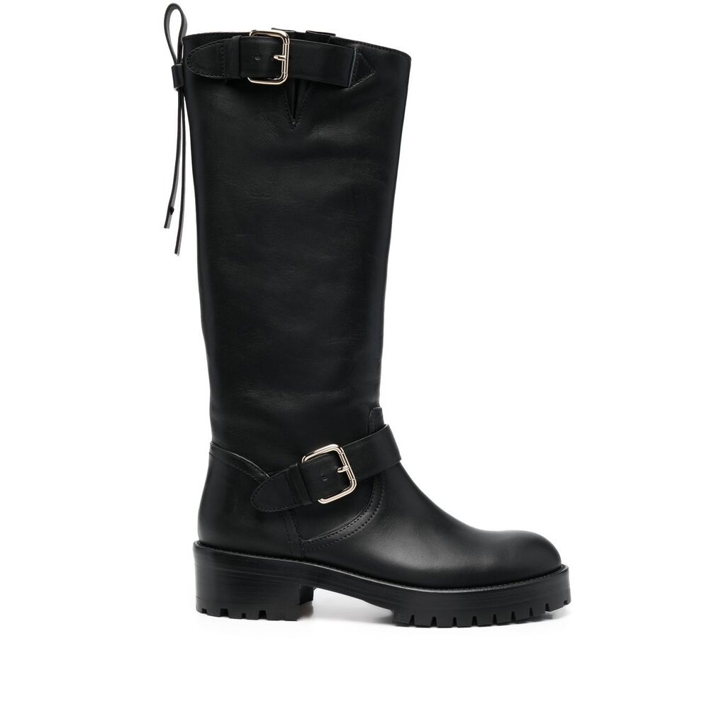 레드 발렌티노 바이커 롱 부츠