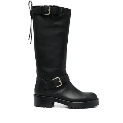 레드 발렌티노 바이커 롱 부츠