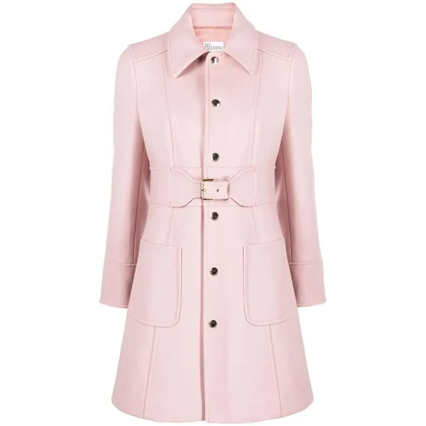 레드 발렌티노 벨티드 라이트 핑크 미디 코트