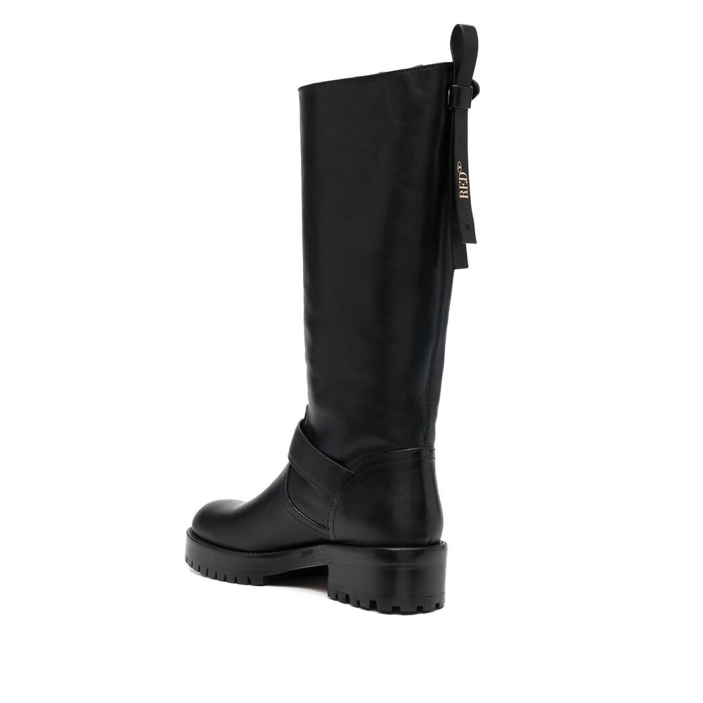 레드 발렌티노 바이커 롱 부츠