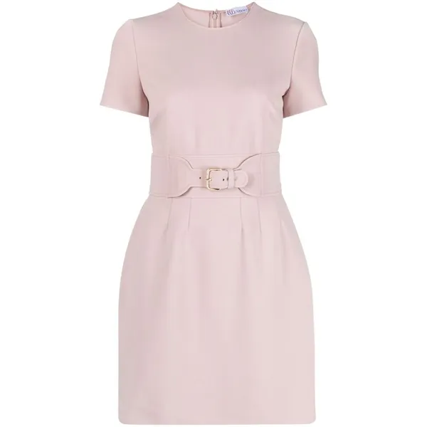 레드 발렌티노 벨티드 A라인 미니 원피스