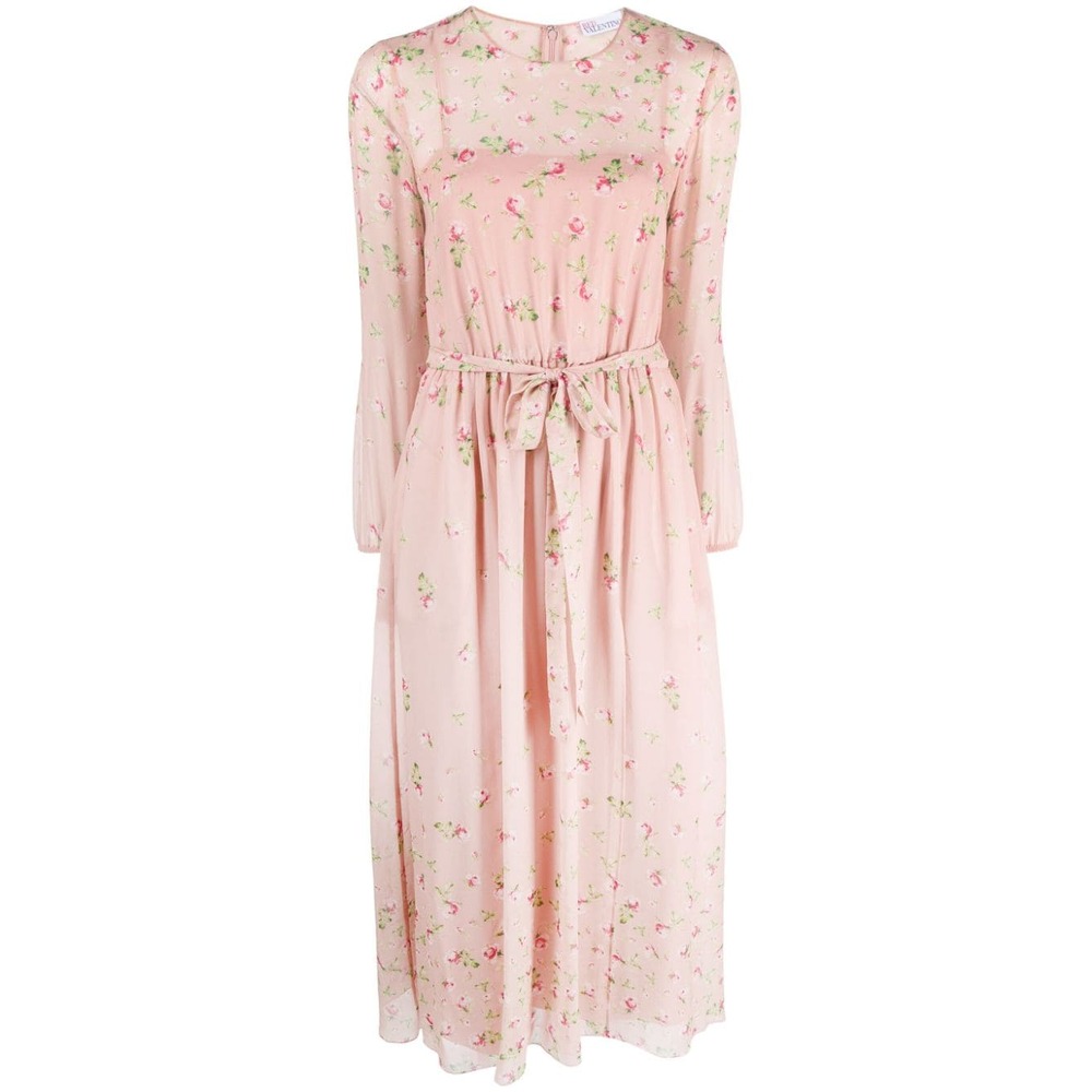 레드 발렌티노 플로랄 프린팅 롱 원피스